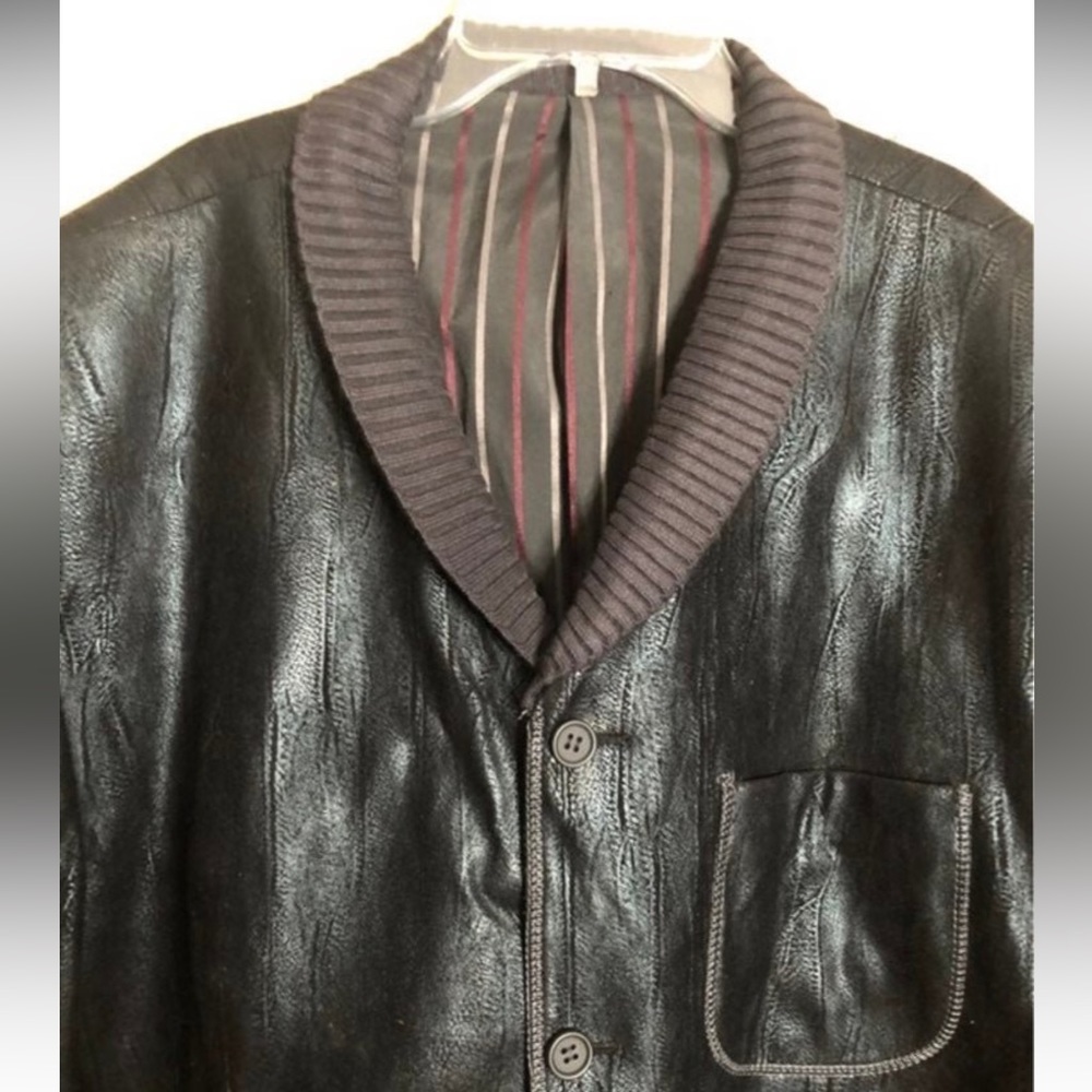Suave VANEZZI Men’s black leather  Jacket Blazer suit coat size xxl 3x vintage